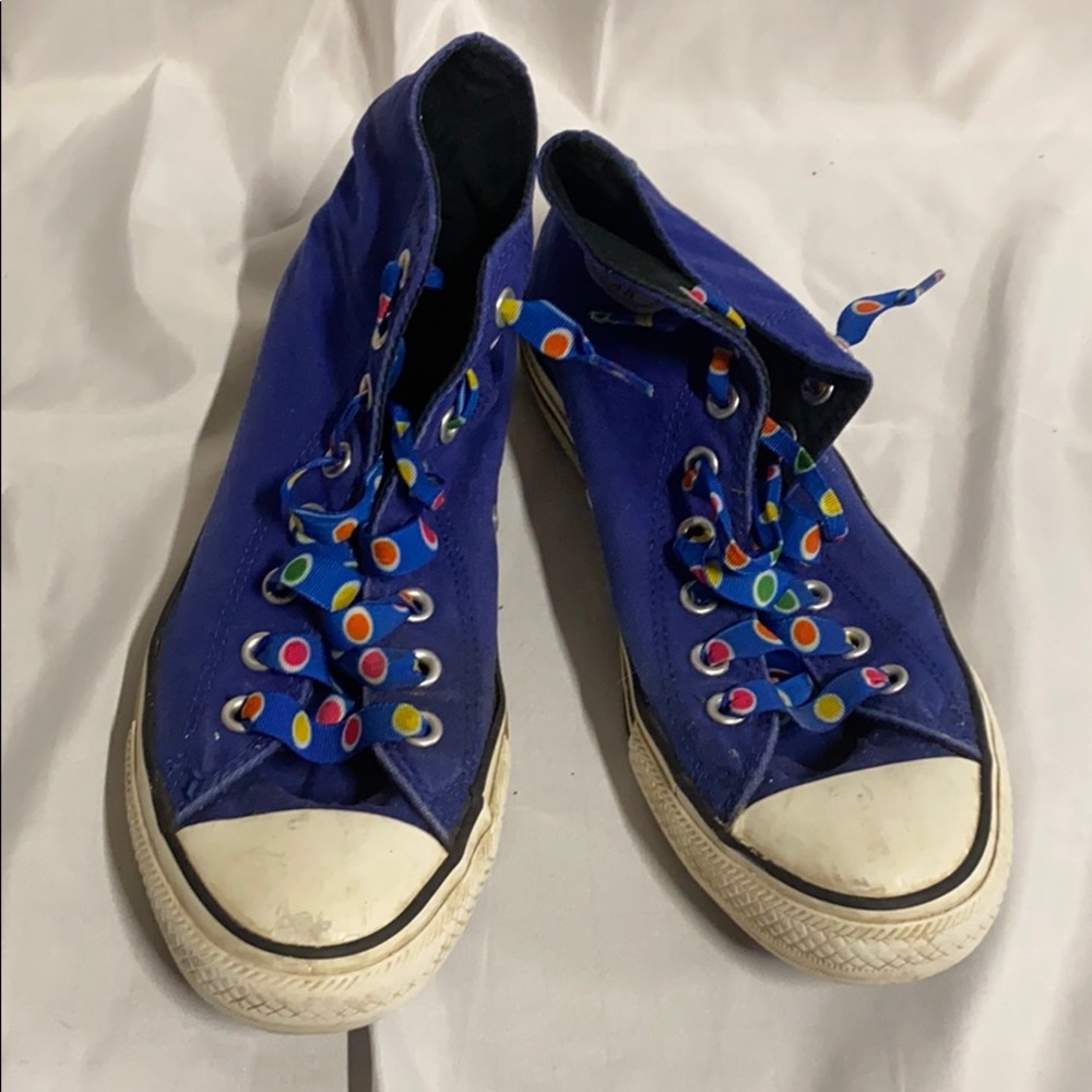 Blue high top Converse
